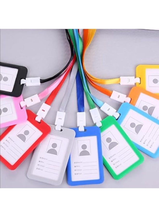 ID Badge Holder Clear Double Sided Waterproof Heavy Duty ID Badge Holder with Lanyard, Suitable for Office, School, Credit Cards, Exhibition Cards (Black) - Image 4